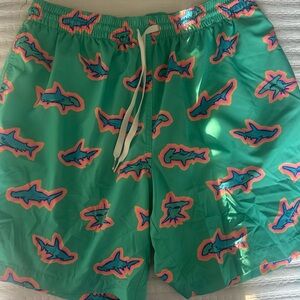 Chubbies -Green Shark Print Swim Shorts